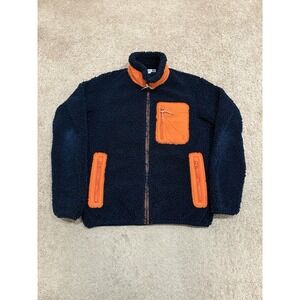 Uniqlo x JW Anderson Sherpa Pile Fleece Jacket Size Small Full Zip Navy & Orange